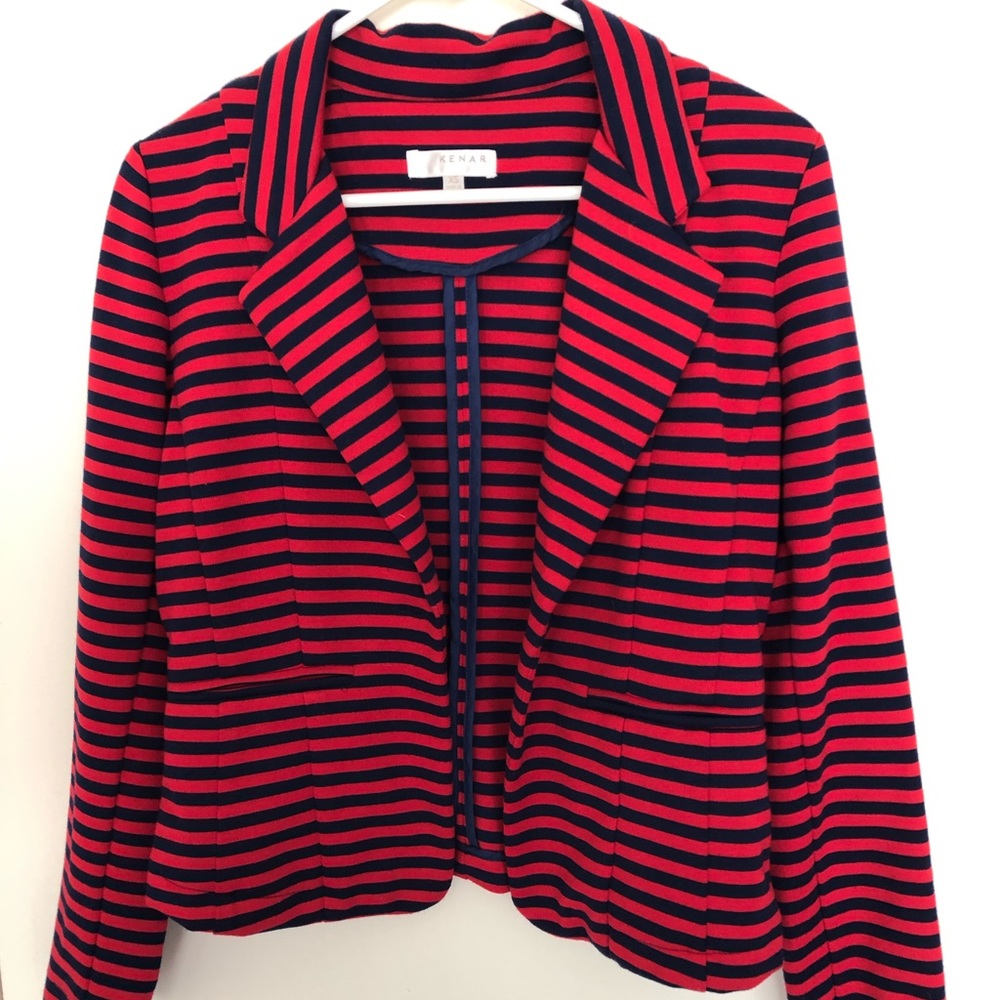 [MUST GO] Red & Navy Bar Coat